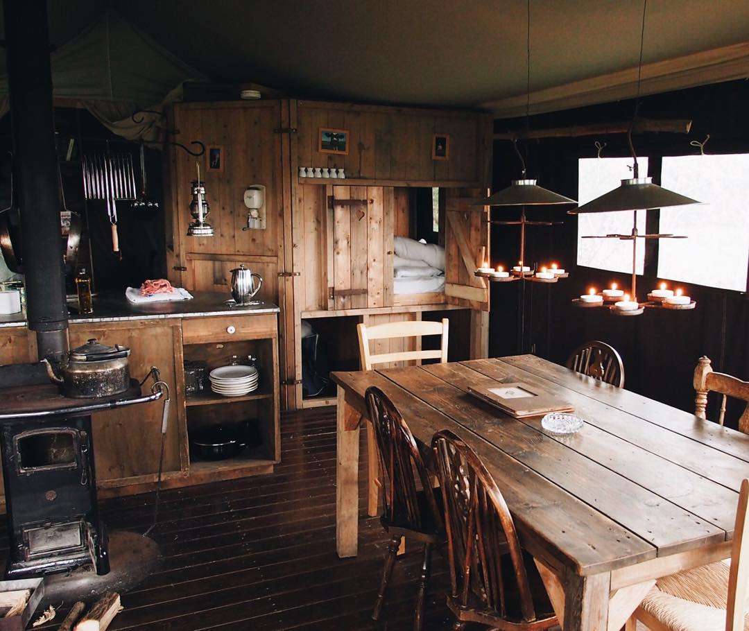 Midweek glamping in a rustic canvas lodge 